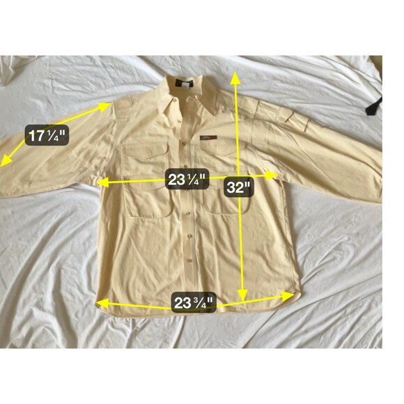 Orvis Mens Beige Long Sleeve Button-Up Shirt Utility Pockets Size L Hunting 100% - Picture 12 of 12